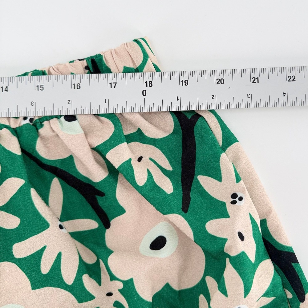 POLAGRAM Green Floral Tiered Maxi Skirt Plus Size 1XL Elastic Waist Flowy Boho - Picture 8 of 9